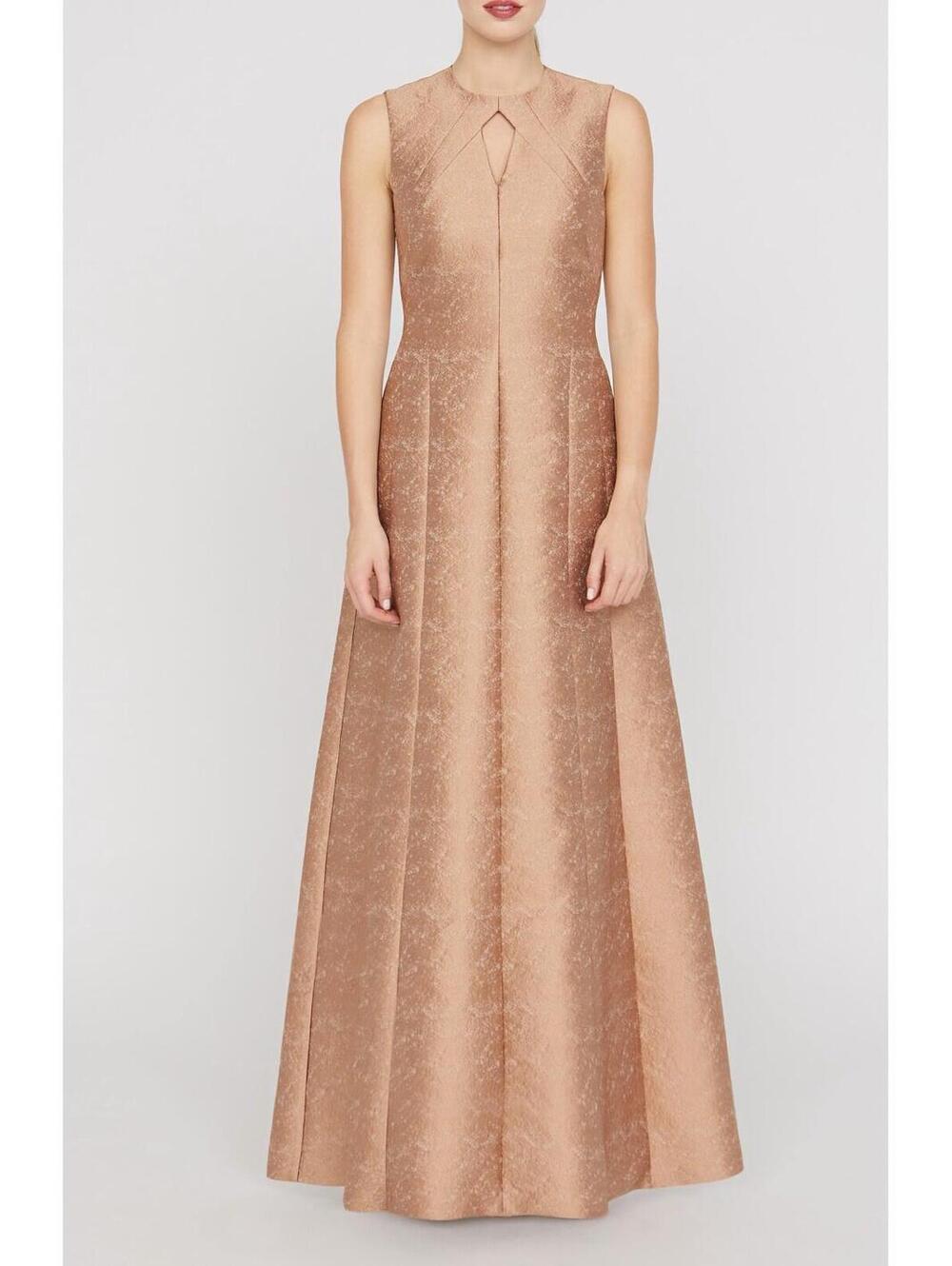 New Kay Unger Gabriella Jacquard Gown In Gold Size 8 $418
